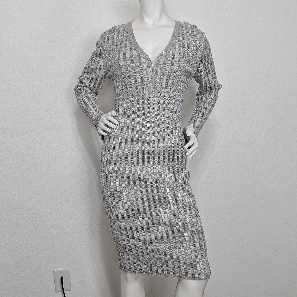 Willow & Wind "NEW" Gray Black Academia Sweater Preppy Bodycon Midi Dress Size M